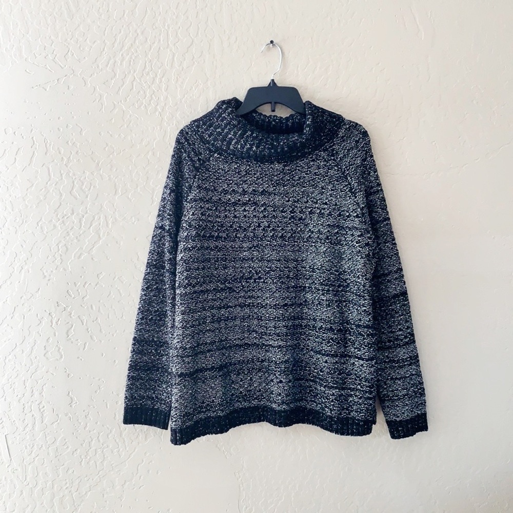 🌿Final Sale Hampshire Cozy‎ Black and Silver Metallic Knit  Cowl Neck Sweater